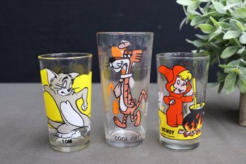 Three Pepsi Collector Series Character Glasses - Wendy, Tom, And Cool Cat