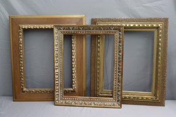 Group Lot Of 3 Distressed Gold-tone Wooden Frames