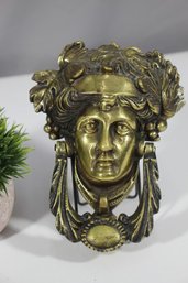 Vintage Solid Brass Heavy Unique Greek God Of Wine Bacchus Door Knocker