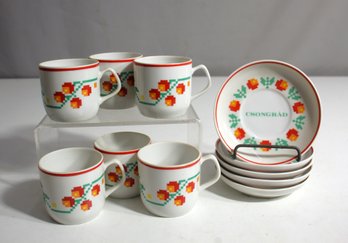 Vintage Csongrd Hungary Floral Espresso Cup And Saucer Set