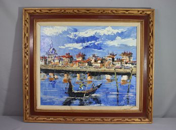 Morris Katz  Signed Impressionist-style Of Venice With Gondola & Canal Acrylic On Board
