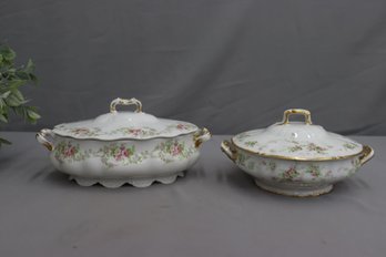 Pair Of Limoges - France - Oval & Round Tureens