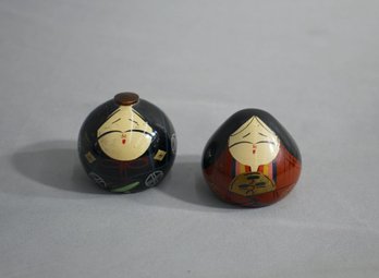 Vintage Handmade Japanese Ouchi Lacquerware Doll Pair - Man & Woman