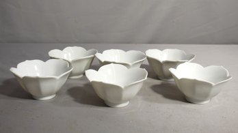 Set Of Vintage Lotus Flower Bowl  White Porcelain Soup Bowls