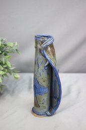 Studio Art Pottery Rolled Slab Earthenware Bud Vase