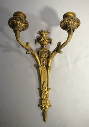 Antique Brass Double Arm Wall Sconce, Made In Belgium