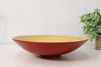 Hand-Made Fair Trade Bamboo Serving Bowl In Red Jacket
