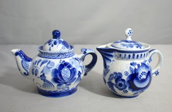 Classic Blue And White Porcelain Tea Set With Floral Design