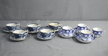 Vintage Teacup And Saucer: Five (5) Royal Staffordshire Tonquin And Three (3) Royal Crown Derby 3145 Blue By