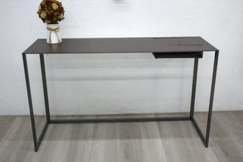 Zanotta Calamo Desk In Brown Top With Steel Frame By Gabriele Rosa