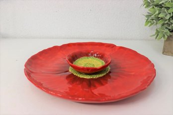 Hand Painted Poppies Chip & Dip