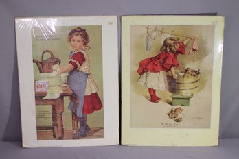 Two Vintage Color Illustration Soap Advertisement Prints