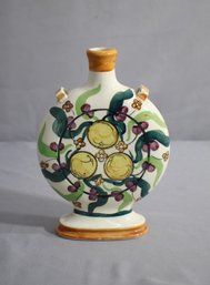 Vintage Mid-century Japanese Hand Painted Double Handled Floral Vase