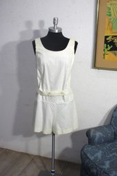 Chic Vintage White Textured Romper - Elegant Summer Style-size S