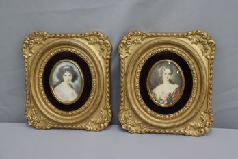 Pair Of Framed Cameo Creations Lady Portraits