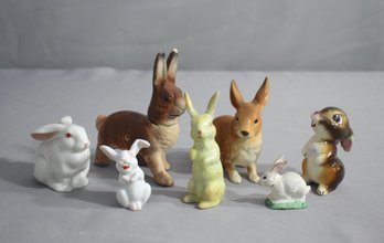 Group Lot Of 7 Porcelain Rabbit/Bunny Figurines