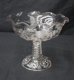 Riverside Glass Chrysanthemum Open Fluted Compote Also Known As Double Daisy