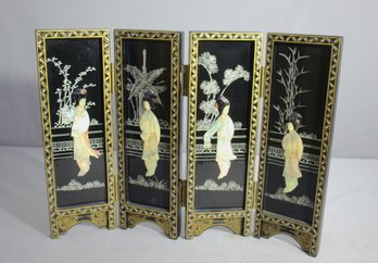 Mother Of Pearl And Jade Asian Accordion Room Divider-14'h X 18.5'w Table Top
