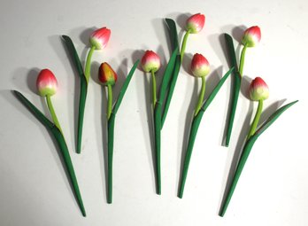 Vintage Wood Dutch Tulips, Carved Wooden Flowers