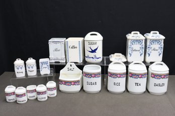 Large Mixed Lot Of Vintage Canister Sets.  Ware Consistent With Age And Use.