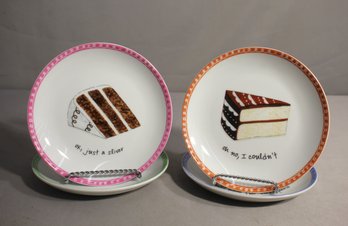 Set Of (4) Boston Warehouse 'Dessert Excuses' Plates By Nancy Green (2002)