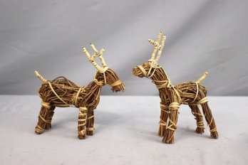 Two (2) Wicker Reindeer-Deer Holiday Decor