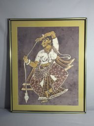 Traditional Indian  Painting On Fabric, Framed