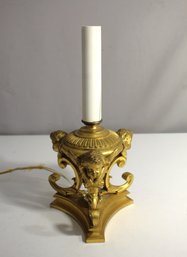 Vintage Gilt Cherub Table Lamp Base With Winged Angel Motif