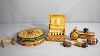 Collection Of Hand-Painted Wooden Decorative Items