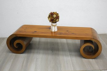 Vintage Grained Scrolled Waterfall Cocktail Table