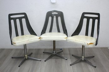 3 Modern Antarenni Industries Smoked Lucite & Chrome Chairs