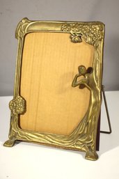 Art Nouveau Brass Picture Frame With Woman