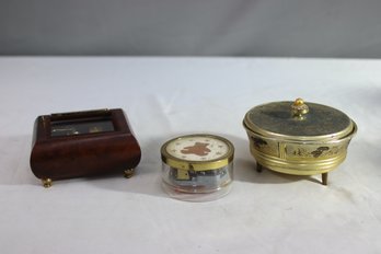 Group Lot Of 3 Vintage Compact Music Boxes