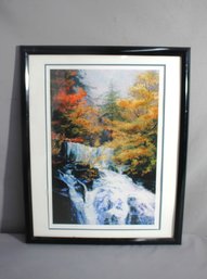 Serene Autumnal Waterfall - Limited Edition Signed Lithograph 2/50