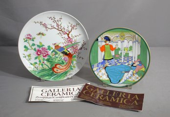 Galleria Ceramica 'Sleeping Beauty' Porcelain Wall Hanging Plates - Set Of Two