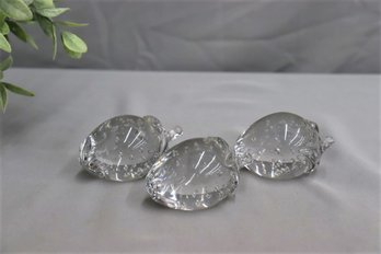 Three(3) Crystal Art Glass Strawberry Paperweight Figurine Controlled Bubbles