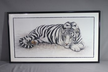 Framed Jan Henderson Siberian White Tiger Reproduction Print