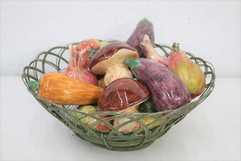 Delicious Basket Of Italian Majolica Heirloom Vegetables - Too Pretty To Cook With. Basket Not Included