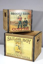 Pair Of Decorative Advertising Wooden Box