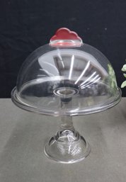 Clear Glass Dome And Round Pedestal Cake Stand