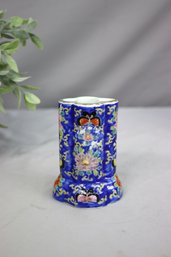 20th Century Chinese Blue And White Cabinet Vase With Birds And Flowers
