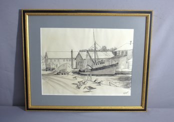 Harbor Life: Signed Lithograph Of A Seaside Village