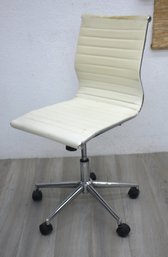 Armless  Swivel Tilt Adjustable Chrome Base Office Chair