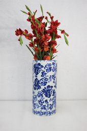 Blue & White Ceramic Open Top Umbrella Stand