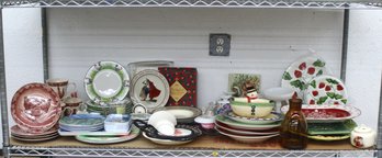 Shelf Lot Of Assorted Holiday Table Decor