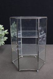 Glass And Rod Three Shelf Octagonal Countertop Showcase