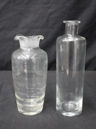 Set Of 2 Vintage Glass Bottles - Apothecary /decanter