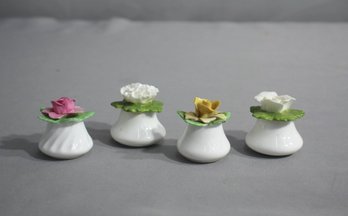 Two Vintage Aynsley Fine Bone China Flower Blossom Salt & Pepper Sets