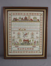 Vintage Cross-Stitch Needlepoint Heirloom Sampler