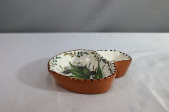 Casafina Alentejo Terracotta Collection Ceramic Hand Painted Olive Dish